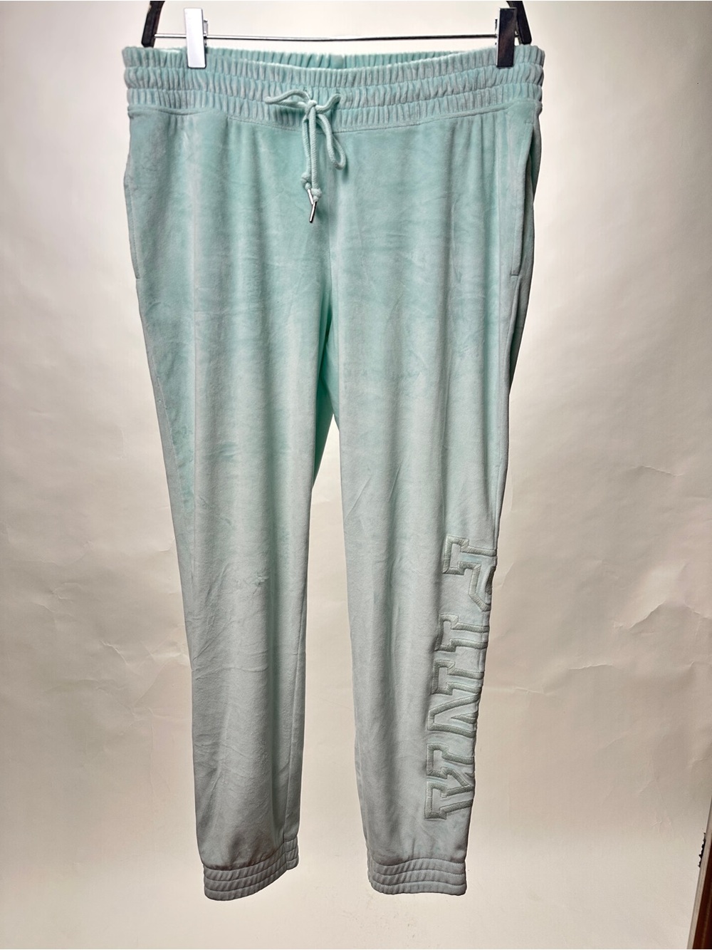 PINK Victoria's Secret Light Aqua Velour Joggers